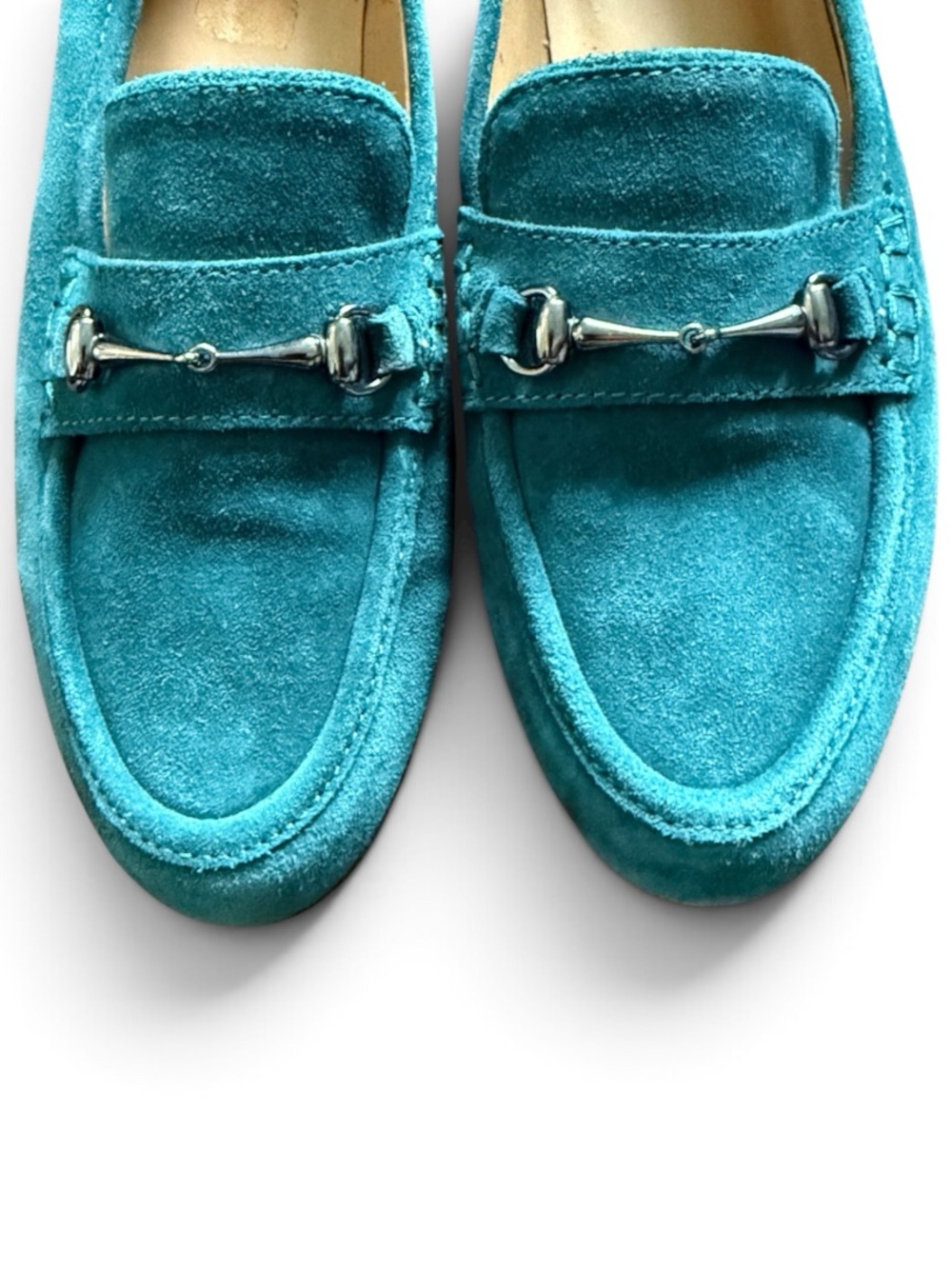 FRANCO SARTO Porter Teal Suede Bit Loafers Size 9.5 Women